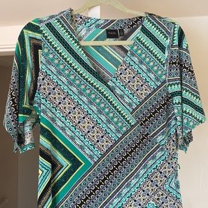 M Rafaella green faux wrap stretch dress